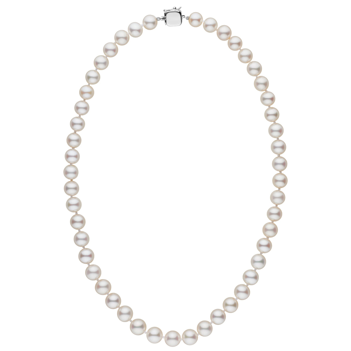 Personalized 18 Inch 8.5-9.0 mm AAA White Freshwater Pearl Square Clasp Necklace