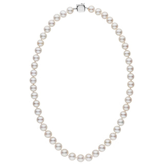 Personalized 18 Inch 8.5-9.0 mm AAA White Freshwater Pearl Square Clasp Necklace