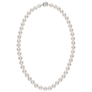 Personalized 18 Inch 8.5-9.0 mm AAA White Freshwater Pearl Square Clasp Necklace