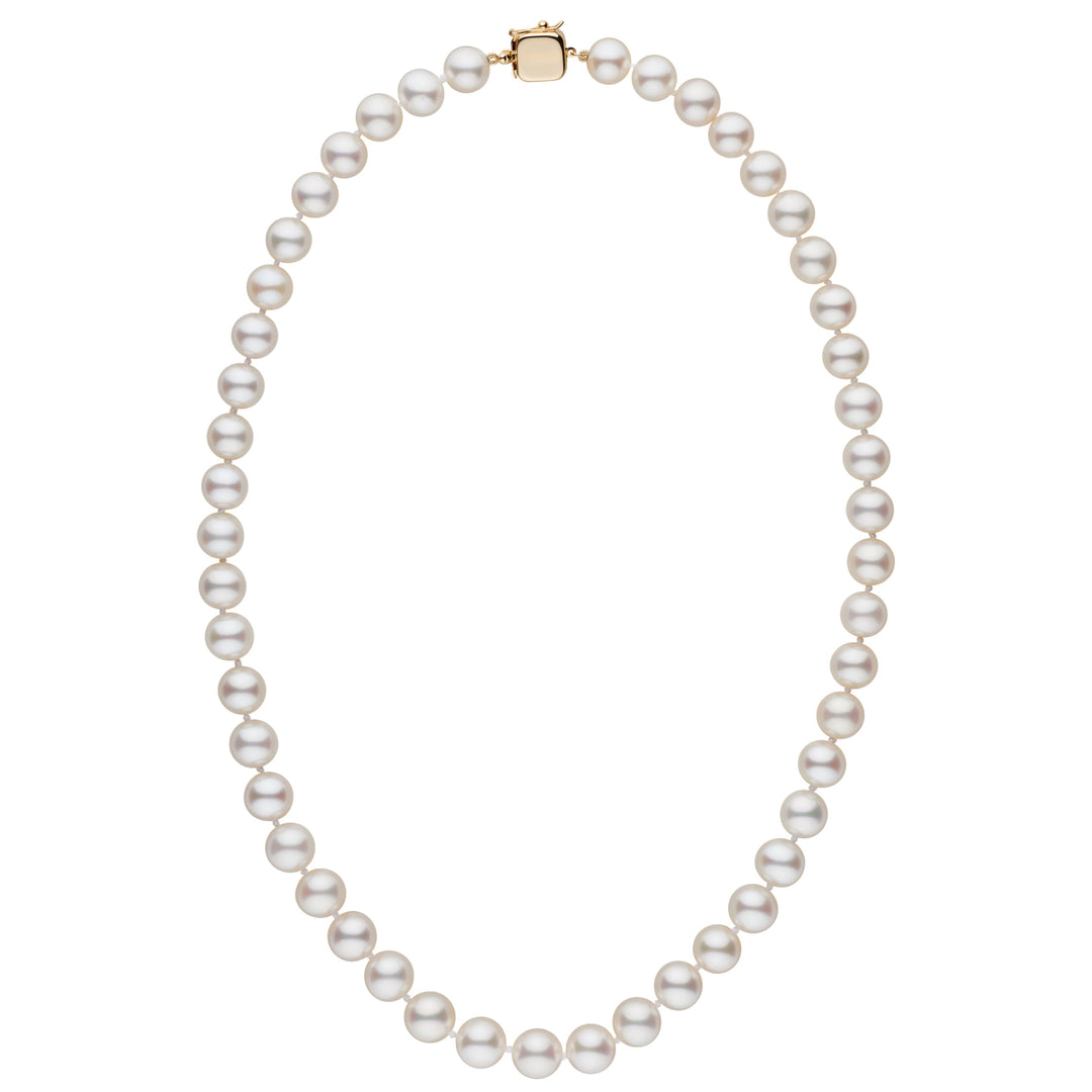 Personalized 18 Inch 8.5-9.0 mm AAA White Freshwater Pearl Square Clasp Necklace