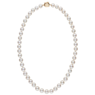 Personalized 18 Inch 8.5-9.0 mm AAA White Freshwater Pearl Square Clasp Necklace