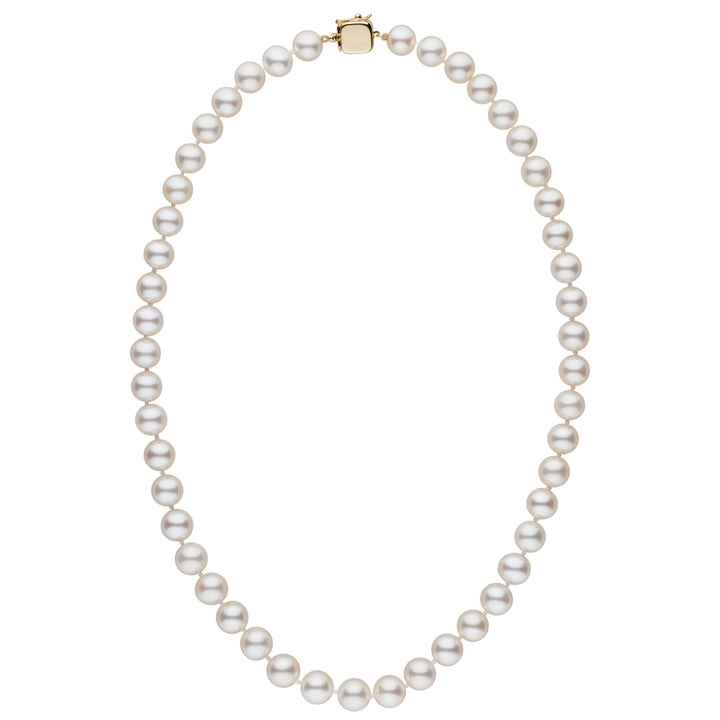 Personalized 18 Inch 8.5-9.0 mm AAA White Freshwater Pearl Square Clasp Necklace