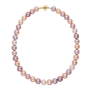 10.5-11.5 mm AA+ Multicolor Freshwater Pearl Necklace yellow gold