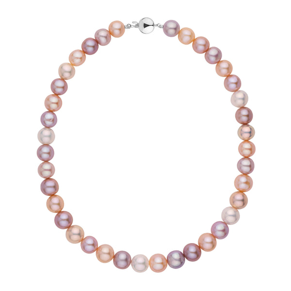 10.5-11.5 mm AA+ Multicolor Freshwater Pearl Necklace white gold