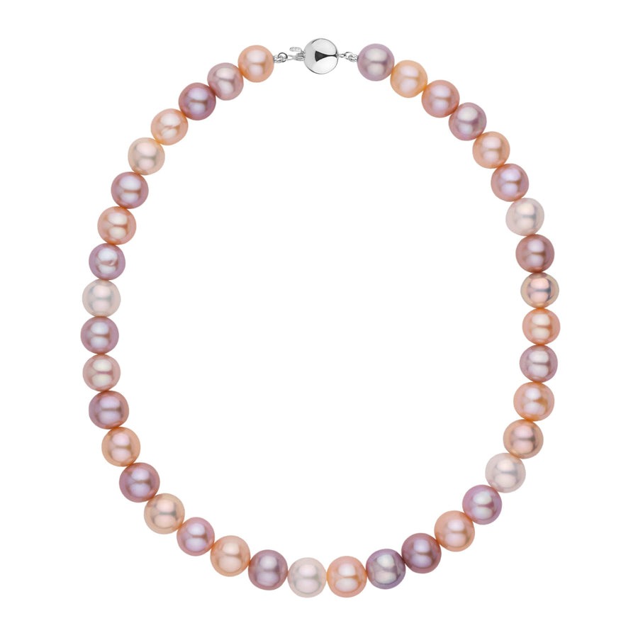 10.5-11.5 mm AA+ Multicolor Freshwater Pearl Necklace white gold