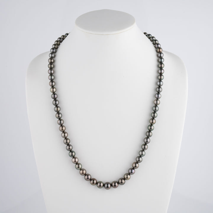 8.4-11.0 mm AA+/AAA Tahitian Round Pearl Necklace, 28 Inches bust