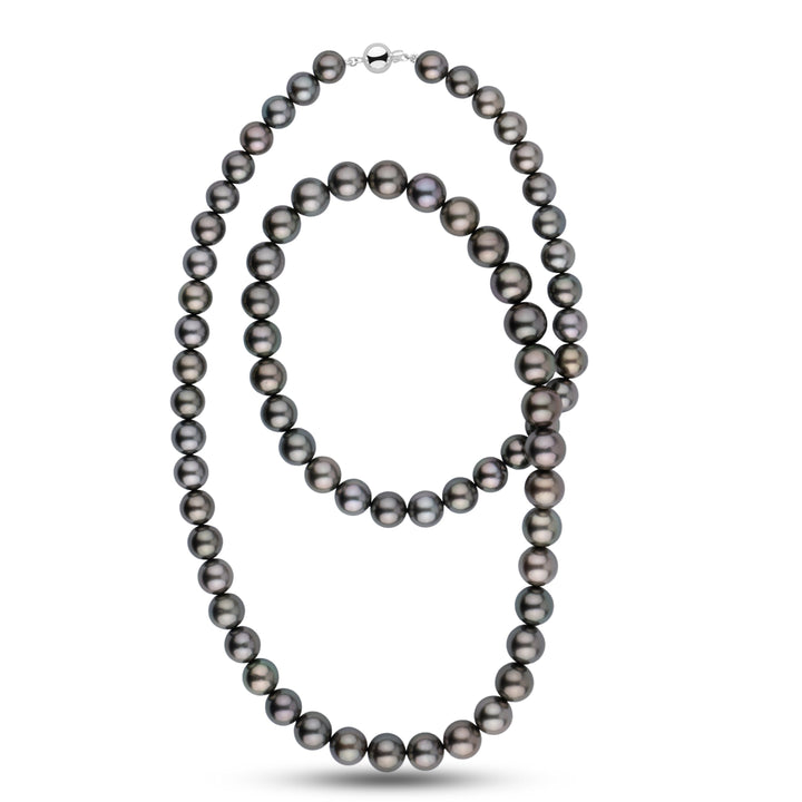 8.4-11.0 mm AA+/AAA Tahitian Round Pearl Necklace, 28 Inches wg