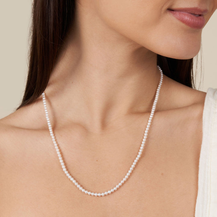 3.0-3.5 mm AAA Freshwater Pearl Necklace - 20 Inch on model