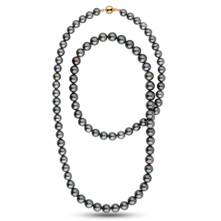 8.4-11.0 mm AA+/AAA Tahitian Round Pearl Necklace, 35 Inches