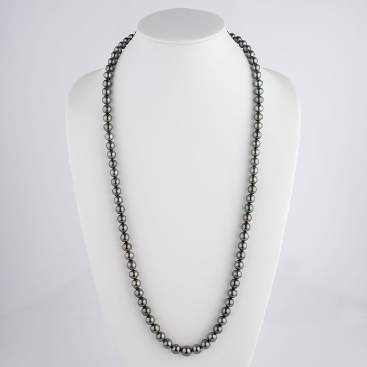 8.4-11.0 mm AA+/AAA Tahitian Round Pearl Necklace, 35 Inches