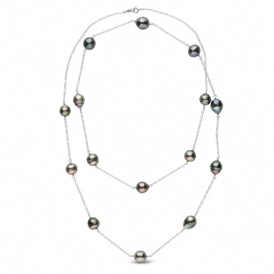 35-inch 9.0-10.0 mm AAA Tahitian Baroque Tin Cup Necklace white gold
