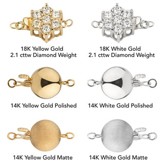 Assael Collection: 10.0-13.5 mm Round Tahitian Pearl Necklace with interchangeable clasps in 18K yellow and white gold diamond, polished, and matte finishes