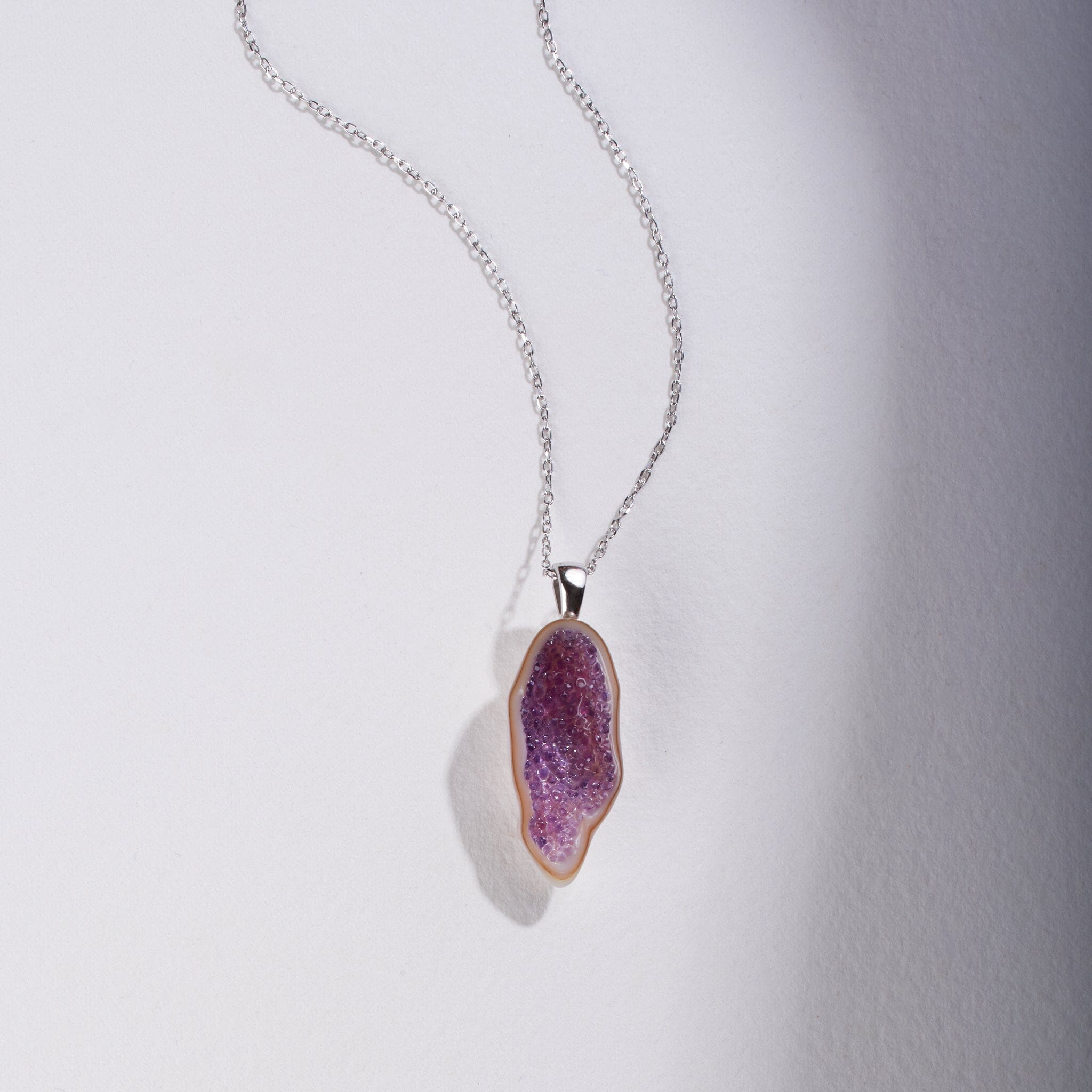 Freshwater Souffle Pearl Geode Pendant with Amethyst
