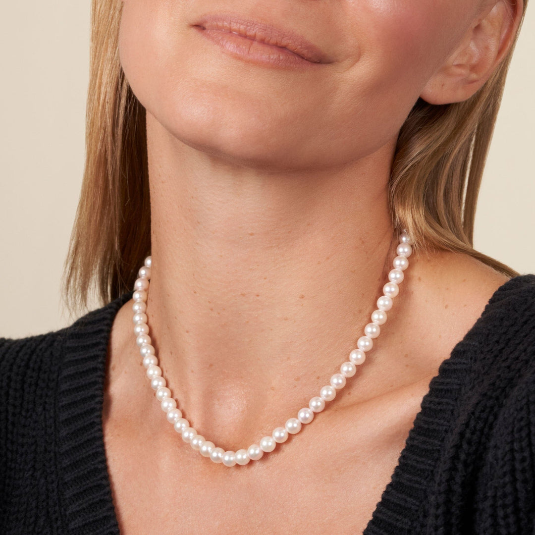 6.0-6.5 mm 18 Inch White Akoya AAA Pearl Necklace