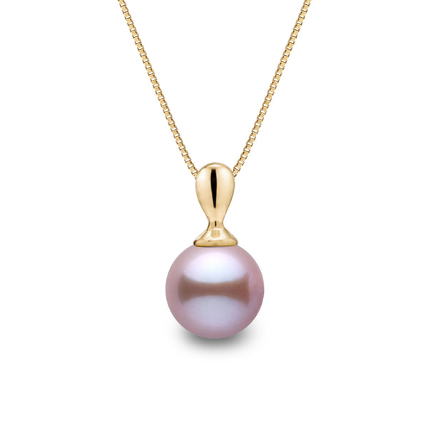 Dew Collection 6.5-7.0 mm Lavender Freshadama Pearl Pendant in 14K White Gold on a Box Chain