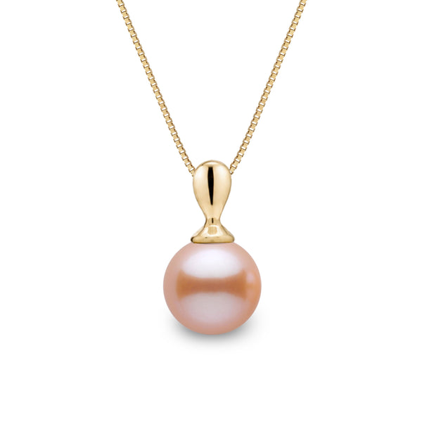 Dew Collection 6.5-7.0 mm Pink Freshadama Pearl Pendant in 14K White Gold on a Box Chain