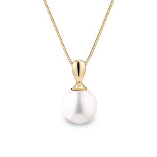 Dew Collection 6.5-7.0 mm White Freshadama Pearl Pendant in 14K White Gold on a Box Chain