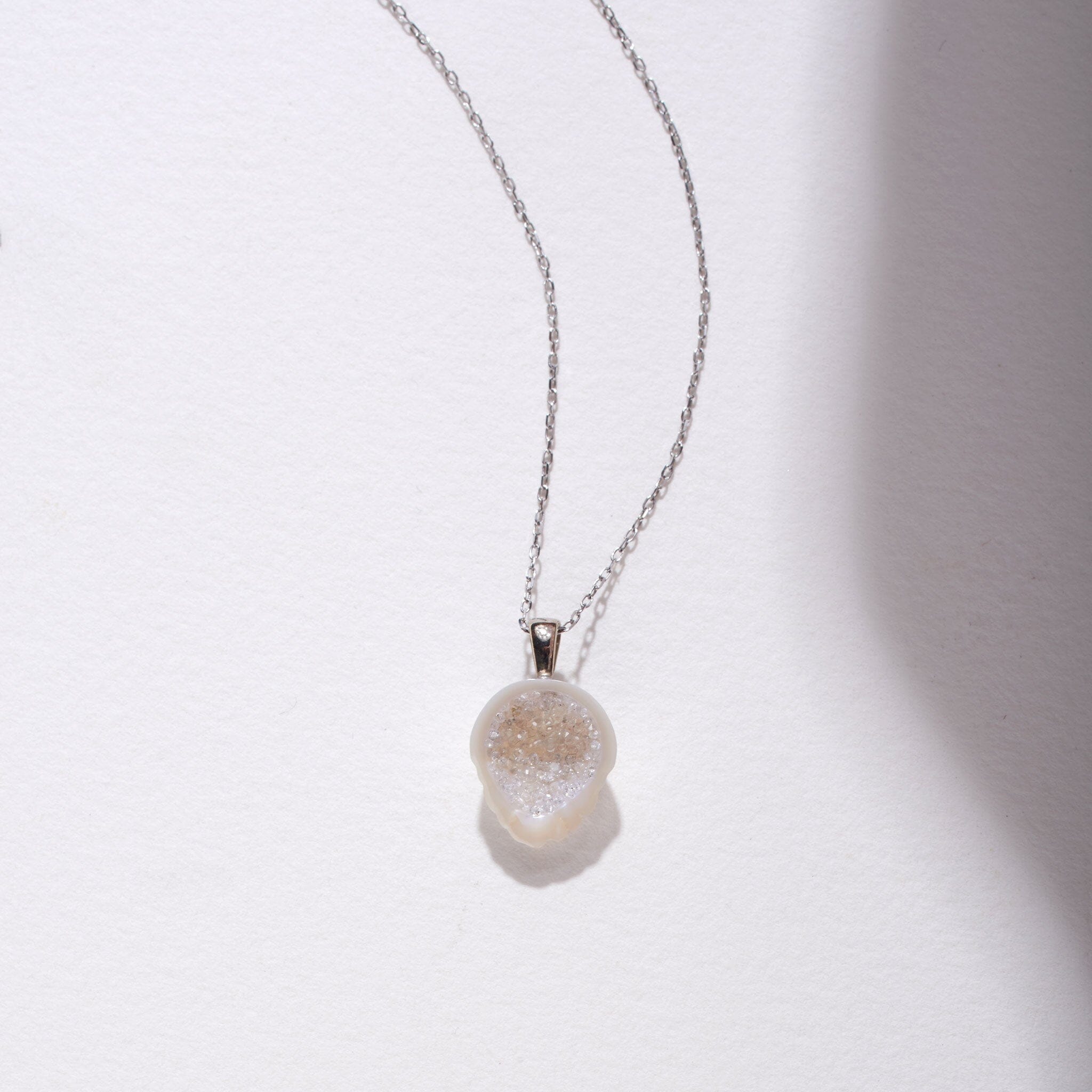 White South Sea Baroque Pearl Geode Pendant with Diamond