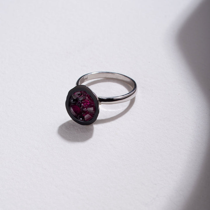 Tahitian Pearl Geode Ring With Ruby