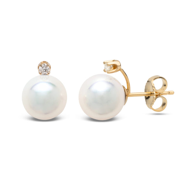Starlight Collection 7.0-7.5 mm White Akoya Pearl & Diamond Stud Earrings