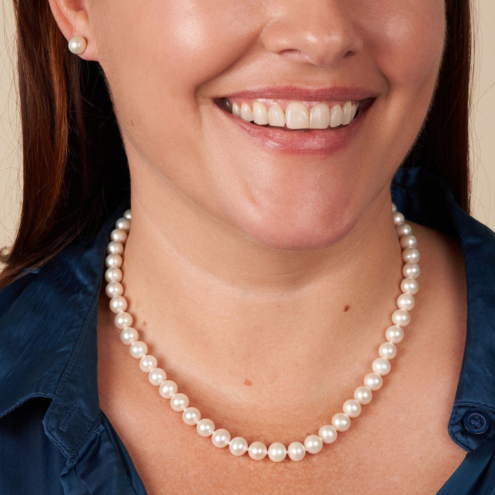 7.5-8.0 mm 18 Inch AAA White Freshwater Pearl Necklace