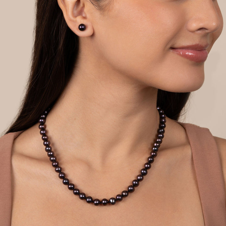 7.5-8.0 mm 18 Inch AA+ Black Freshwater Pearl Necklace