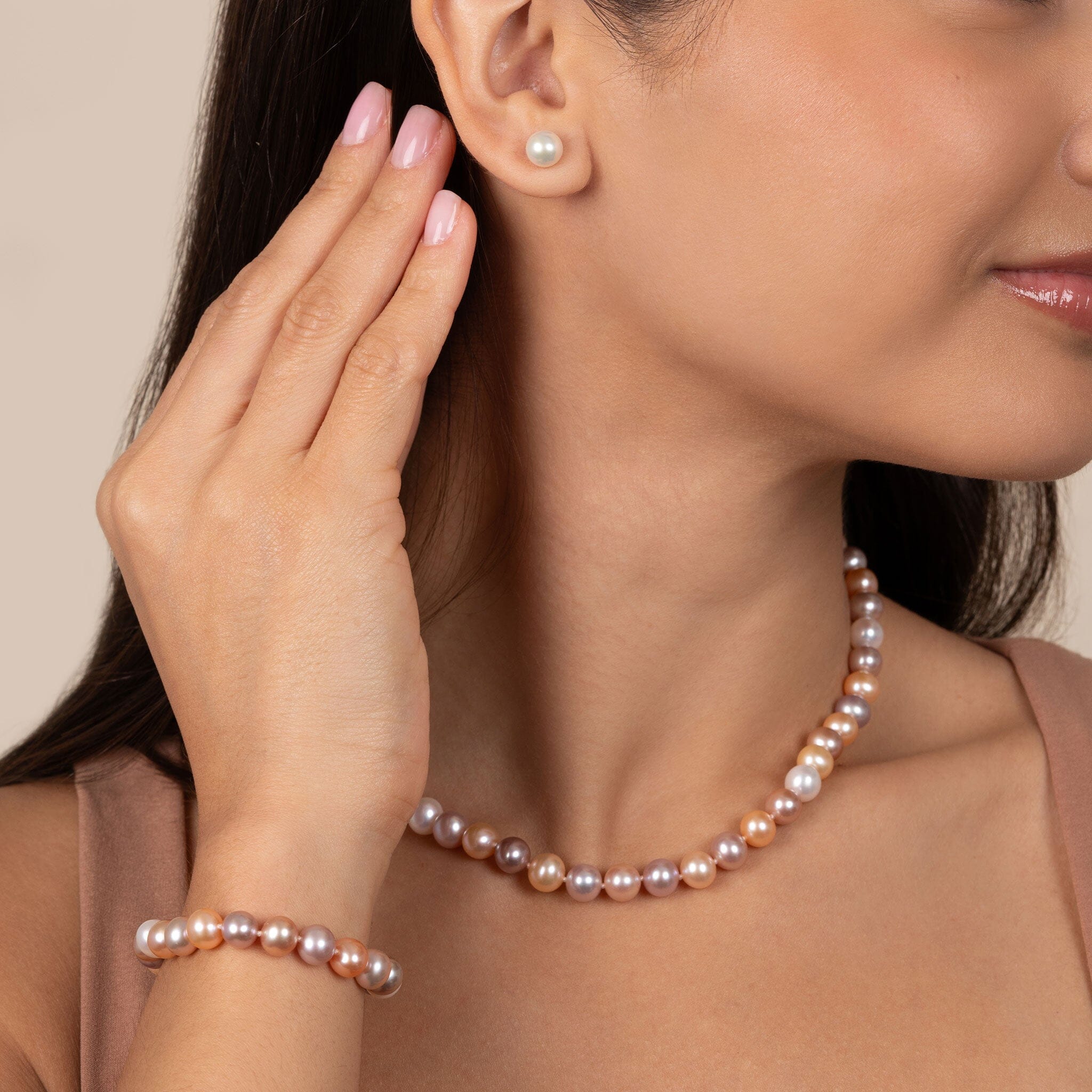‼️三連休セール‼️ Diamonds And Pearls 新品未使用 3-Piece Set of 7.5-8.0 mm AA+ Multicolor Freshwater Pearls – Pearl