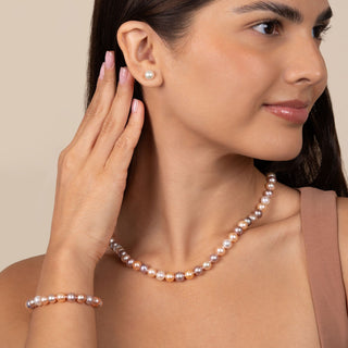 18 Inch 3 Piece Set of 7.5-8.0 mm AA+ Multicolor Freshwater Pearls