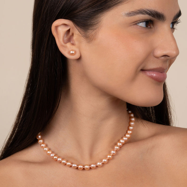 7.5-8.0 mm 16 Inch AAA Pink to Peach Freshwater Pearl Necklace