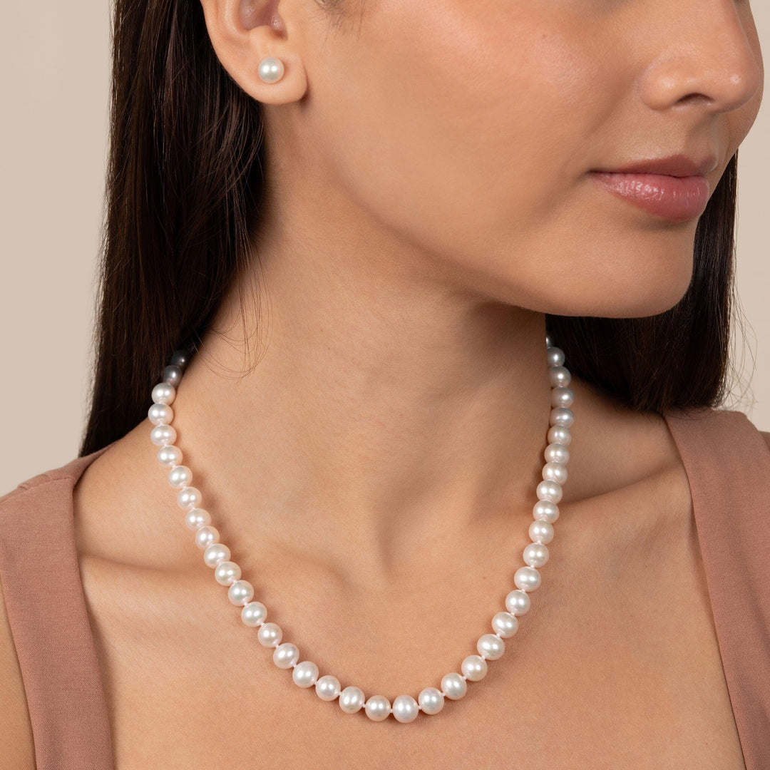 7.5-8.0 mm 18 Inch AA+ White Freshwater Pearl Necklace