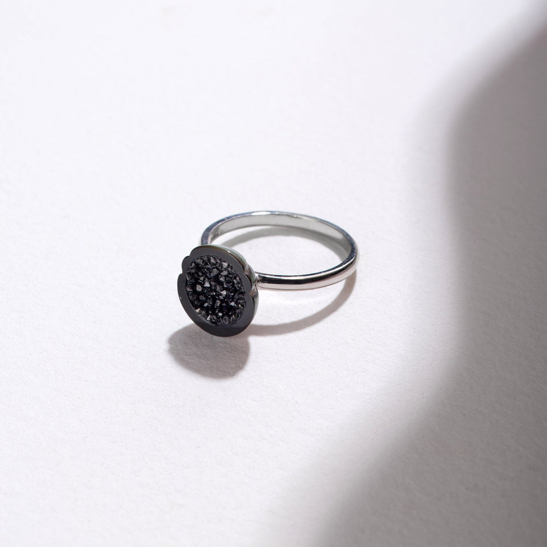 Tahitian Pearl Geode Ring with Black Diamonds