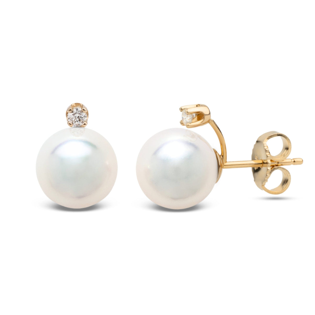 Starlight Collection 8.0-8.5 mm AAA Akoya Pearl and Diamond Earrings