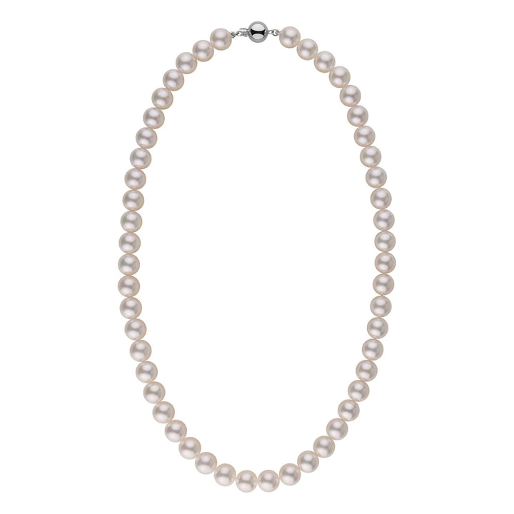 8.0-8.5 mm 18 Inch AAA Bright White Silver Tone Akoya Pearl Necklace