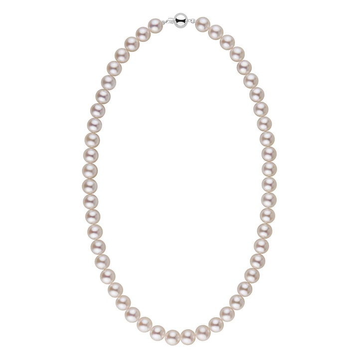 8.0-8.5 mm 18 Inch AAA Warm White Rose Tone Akoya Pearl Necklace