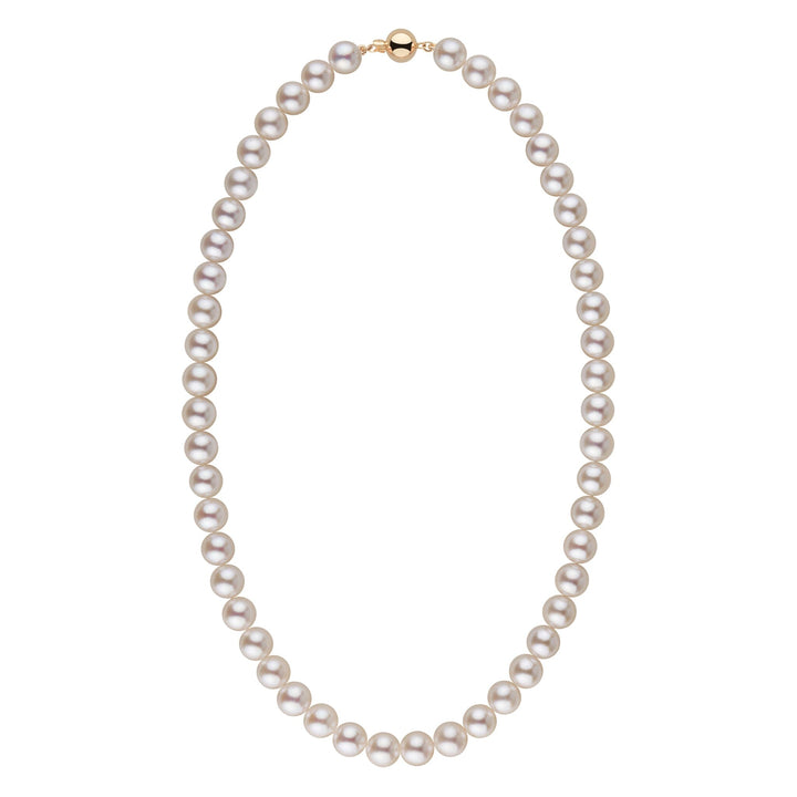 8.0-8.5 mm 18 Inch AAA Warm White Rose Tone Akoya Pearl Necklace