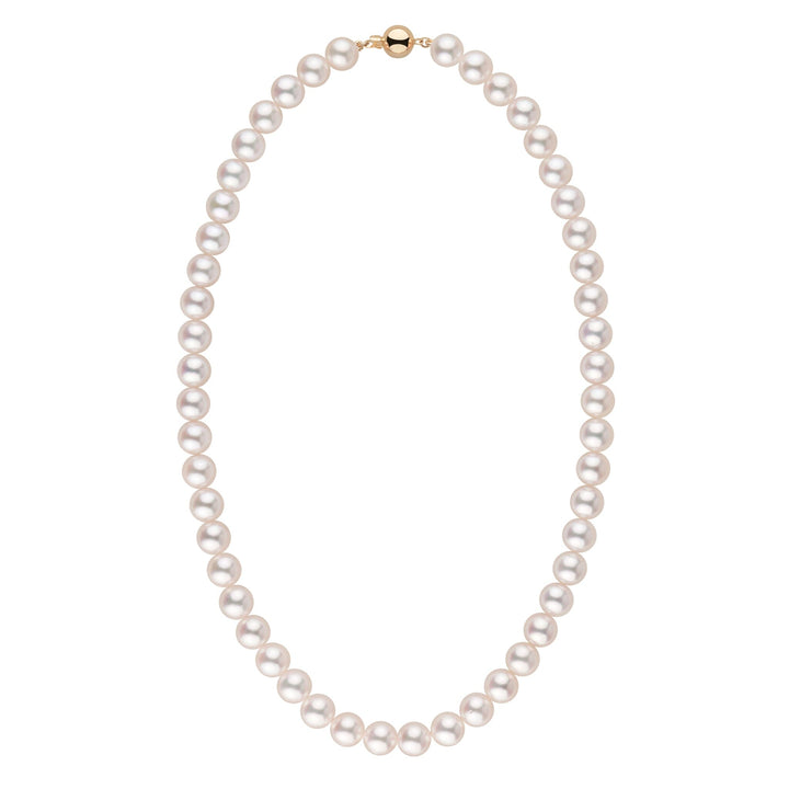 8.0-8.5 mm 18 Inch AAA Blush White Silver Rose Tone Akoya Pearl Necklace