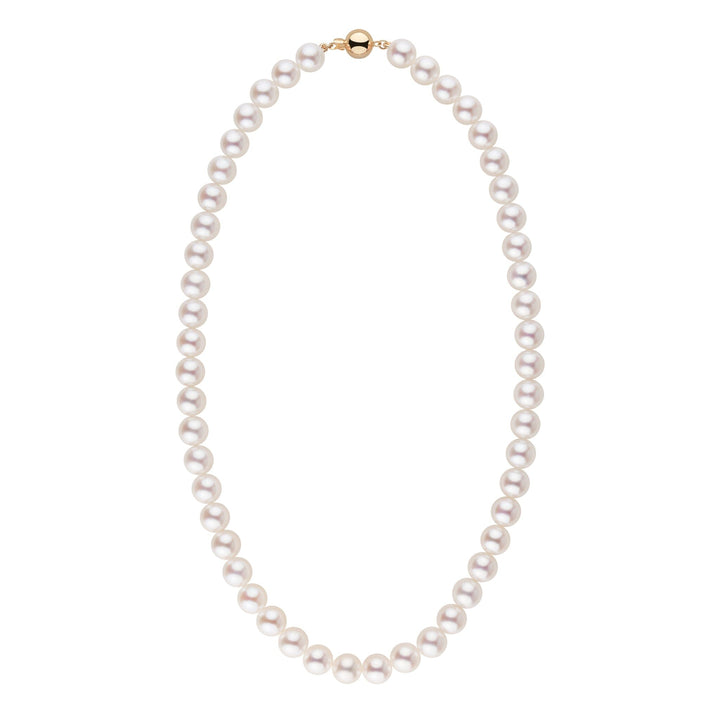 8.0-8.5 mm 18 Inch AAA Bright White Rose Tone Akoya Pearl Necklace