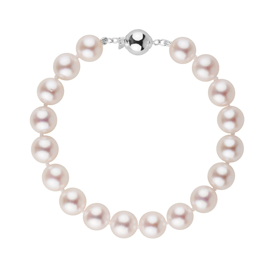 8.0-8.5 mm AA+ Bright White Rose Tone Akoya Pearl Bracelet