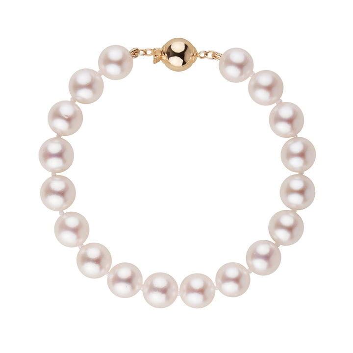 8.0-8.5 mm AA+ Bright White Rose Tone Akoya Pearl Bracelet