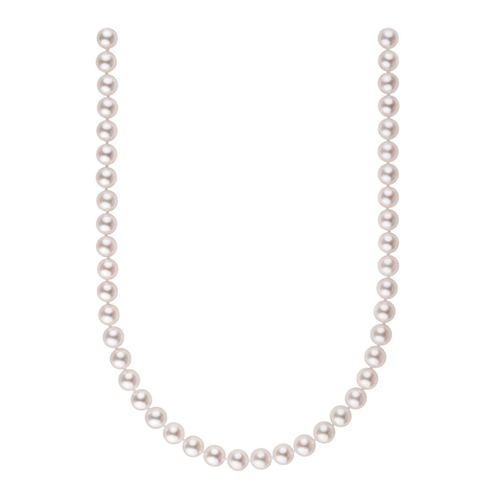 8.0-8.5 mm 16 Inch AA+ Bright White Silver Rose Tone Akoya Pearl Necklace