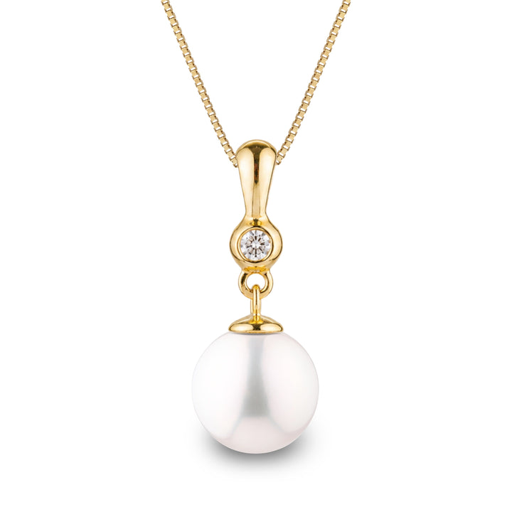 Romantic Collection 8.0-9.0 mm Freshadama Freshwater Pearl & Diamond Pendant