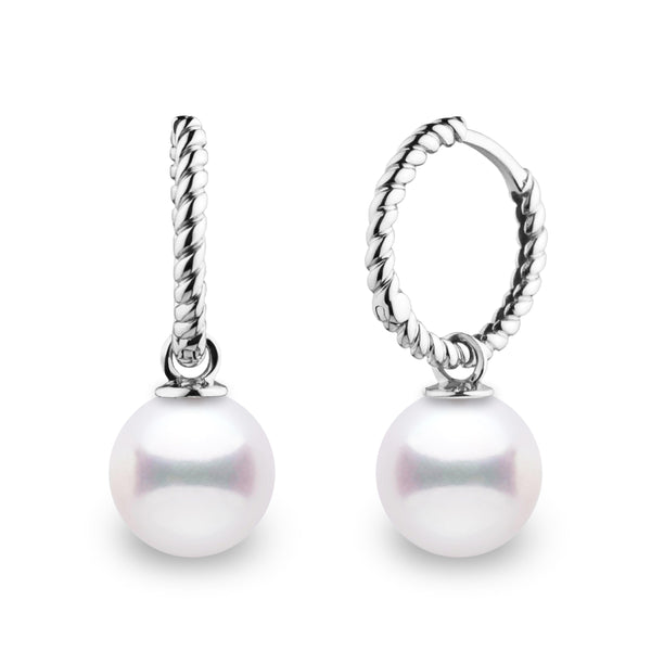 Rope Collection 8.5-9.0 mm White Akoya Pearl Earrings