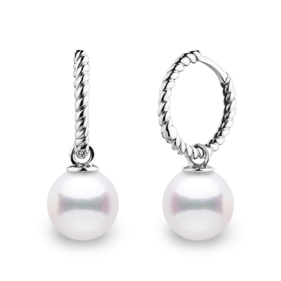 Rope Collection 8.5-9.0 mm White Akoya Pearl Earrings