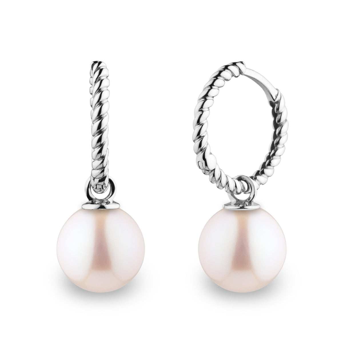 Rope Collection 8.5-9.0 mm White Freshadama Freshwater Pearl Earrings