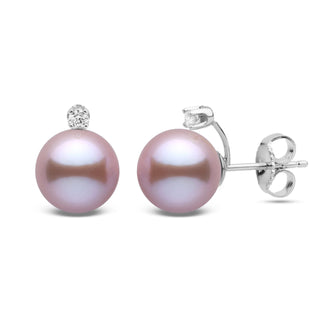 Starlight Collection 8.5-9.0 mm Freshadama Lavender Pearl and Diamond Stud Earrings