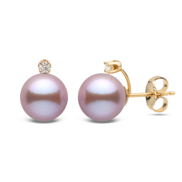 Starlight Collection 8.5-9.0 mm Freshadama Lavender Pearl and Diamond Stud Earrings