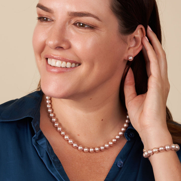8.5-9.0 mm AAA Lavender Freshwater Pearl Stud Earrings
