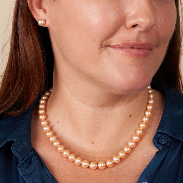 18 Inch 3 Piece Set of 8.5-9.0 mm AAA Pink to Peach Freshwater Pearls