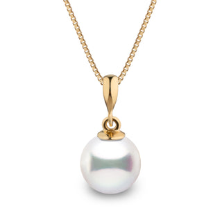 Grace Collection 8.5-9.0 mm Akoya Pearl Pendant in 14K Yellow Gold on a Box Chain