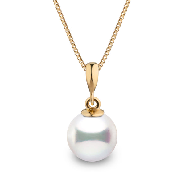 Grace Collection 8.5-9.0 mm Akoya Pearl Pendant in 14K Yellow Gold on a Box Chain